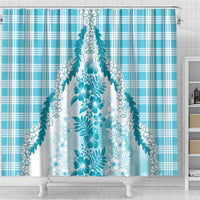 Aloha Hawaii Palaka Shower Curtain Blue Plumeria Lei LT05 - Polynesian Pride