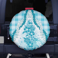 Aloha Hawaii Palaka Spare Tire Cover Blue Plumeria Lei LT05 No hole Blue - Polynesian Pride