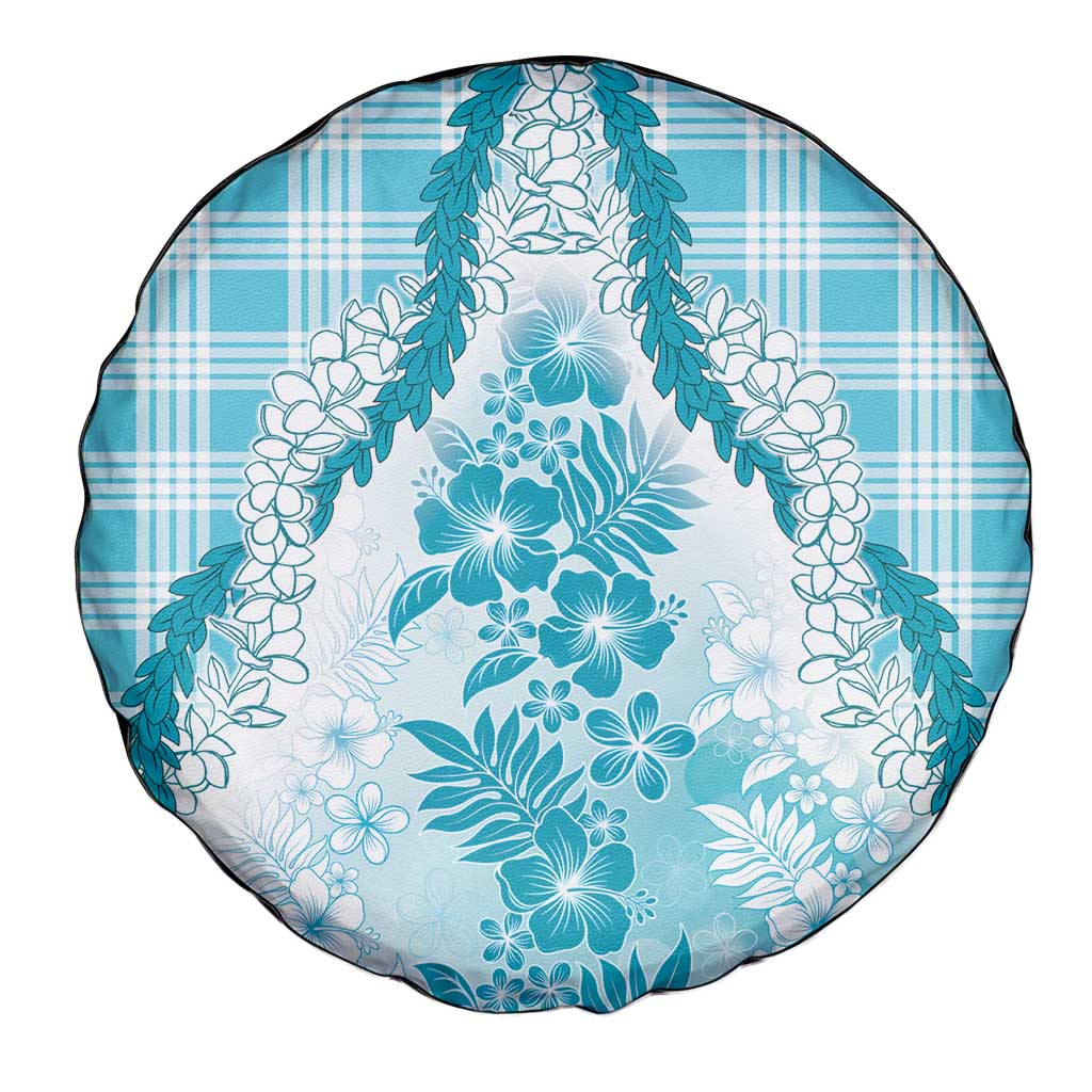 Aloha Hawaii Palaka Spare Tire Cover Blue Plumeria Lei LT05 - Polynesian Pride