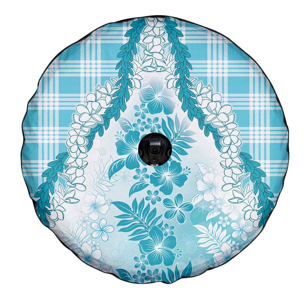 Aloha Hawaii Palaka Spare Tire Cover Blue Plumeria Lei LT05 - Polynesian Pride
