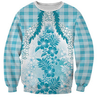 Aloha Hawaii Palaka Sweatshirt Blue Plumeria Lei LT05 Unisex Blue - Polynesian Pride