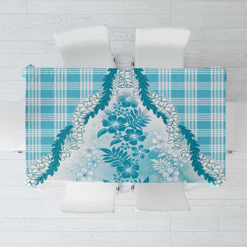 Aloha Hawaii Palaka Tablecloth Blue Plumeria Lei LT05 Blue - Polynesian Pride