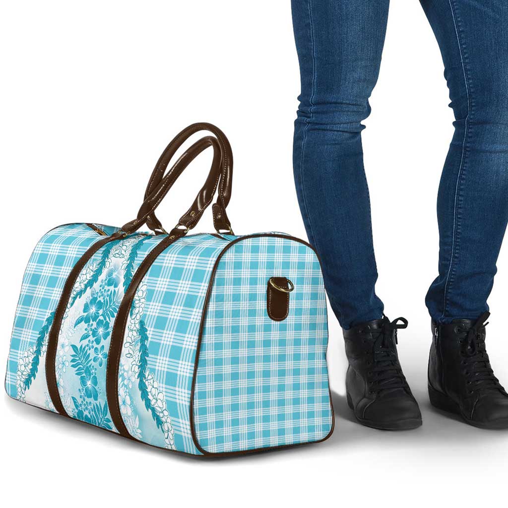 Aloha Hawaii Palaka Travel Bag Blue Plumeria Lei LT05 - Polynesian Pride