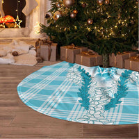 Aloha Hawaii Palaka Tree Skirt Blue Plumeria Lei LT05 - Polynesian Pride