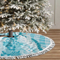 Aloha Hawaii Palaka Tree Skirt Blue Plumeria Lei LT05 - Polynesian Pride