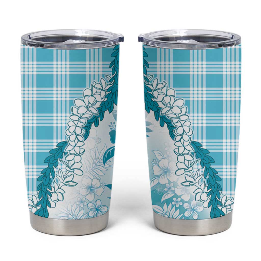 Aloha Hawaii Palaka Tumbler Cup Blue Plumeria Lei LT05 Blue - Polynesian Pride