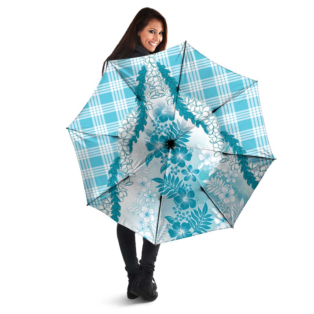Aloha Hawaii Palaka Umbrella Blue Plumeria Lei LT05 - Polynesian Pride