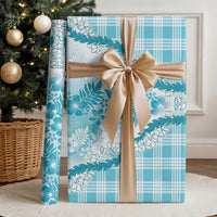 Aloha Hawaii Palaka Wrapping Paper Blue Plumeria Lei LT05 - Polynesian Pride