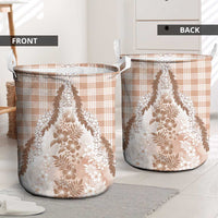 Aloha Hawaii Palaka Laundry Basket Beige Plumeria Lei LT05 - Polynesian Pride