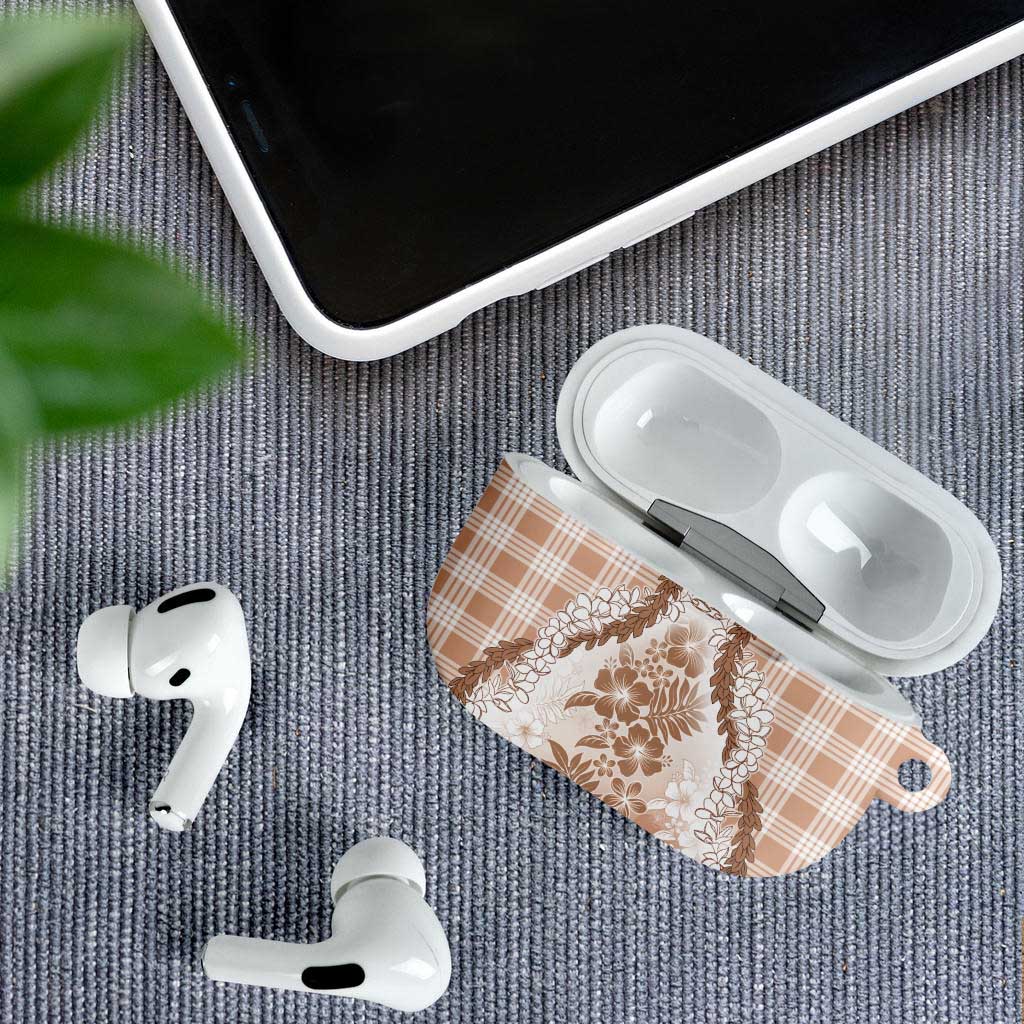 Aloha Hawaii Palaka AirPods Case Beige Plumeria Lei LT05 - Polynesian Pride