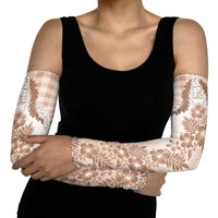 Aloha Hawaii Palaka Arm Sleeves Beige Plumeria Lei LT05 - Polynesian Pride