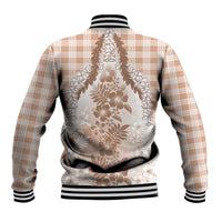 Aloha Hawaii Palaka Baseball Jacket Beige Plumeria Lei LT05 - Polynesian Pride