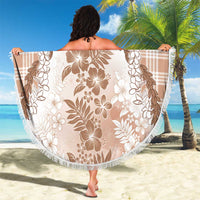 Aloha Hawaii Palaka Beach Blanket Beige Plumeria Lei LT05 - Polynesian Pride