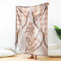 Aloha Hawaii Palaka Blanket Beige Plumeria Lei LT05 - Polynesian Pride