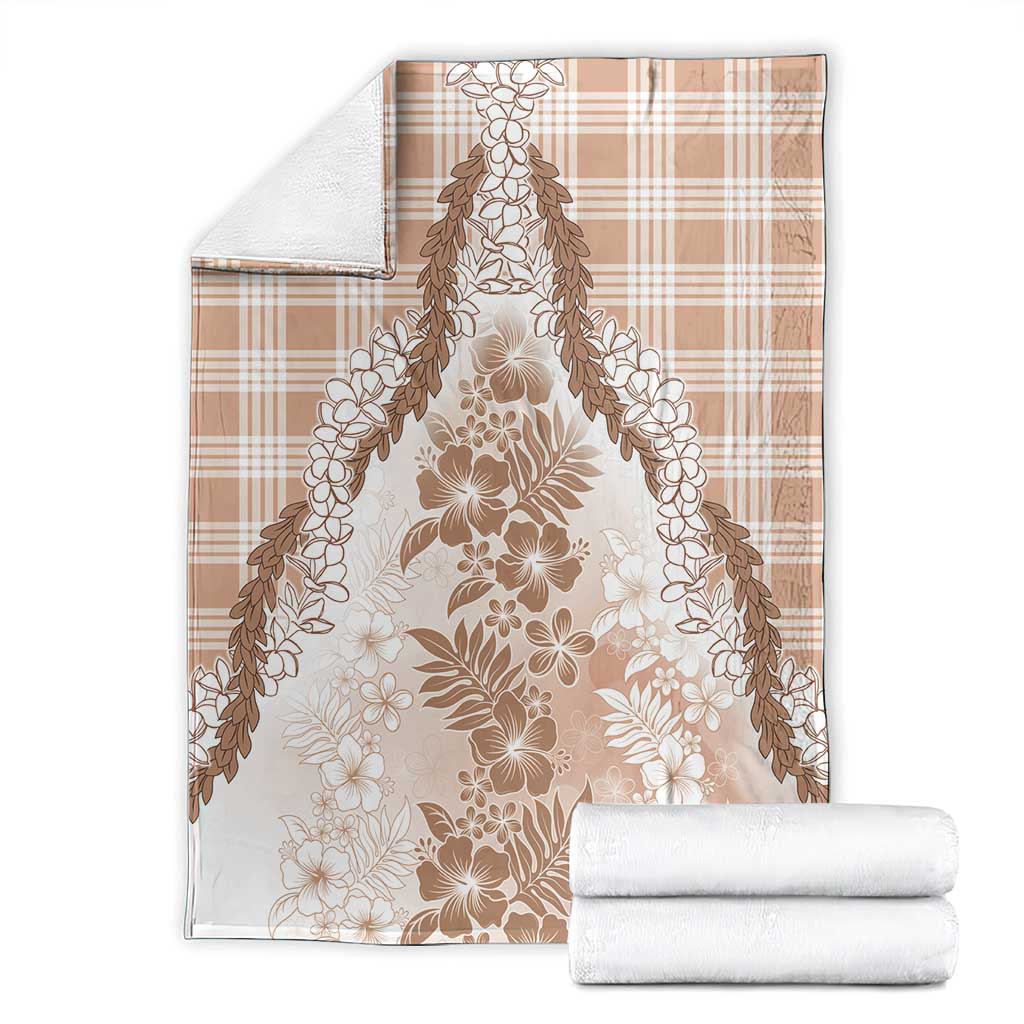 Aloha Hawaii Palaka Blanket Beige Plumeria Lei LT05 - Polynesian Pride