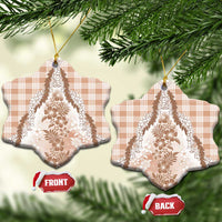 Aloha Hawaii Palaka Ceramic Ornament Beige Plumeria Lei LT05 Snow Flake Beige - Polynesian Pride