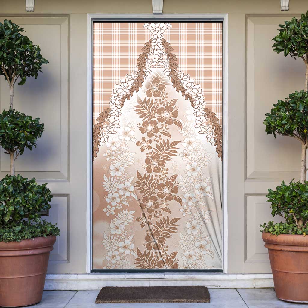 Aloha Hawaii Palaka Door Cover Beige Plumeria Lei LT05 Beige - Polynesian Pride