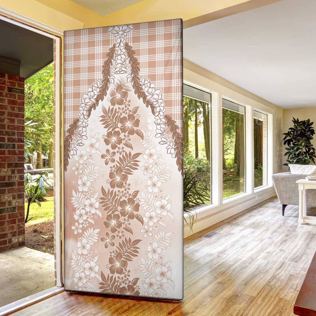 Aloha Hawaii Palaka Door Cover Beige Plumeria Lei LT05 - Polynesian Pride
