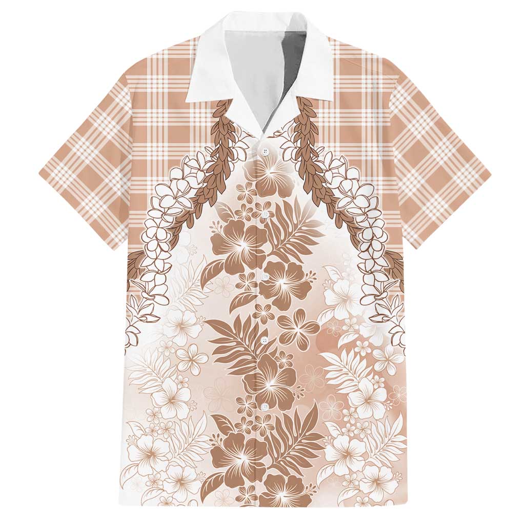 Aloha Hawaii Palaka Hawaiian Shirt Beige Plumeria Lei LT05 Beige - Polynesian Pride