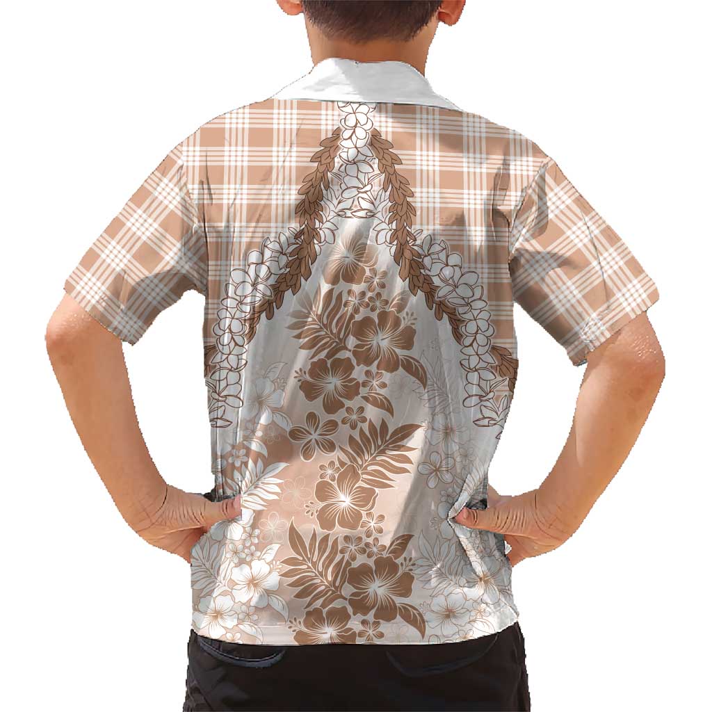 Aloha Hawaii Palaka Hawaiian Shirt Beige Plumeria Lei LT05 - Polynesian Pride