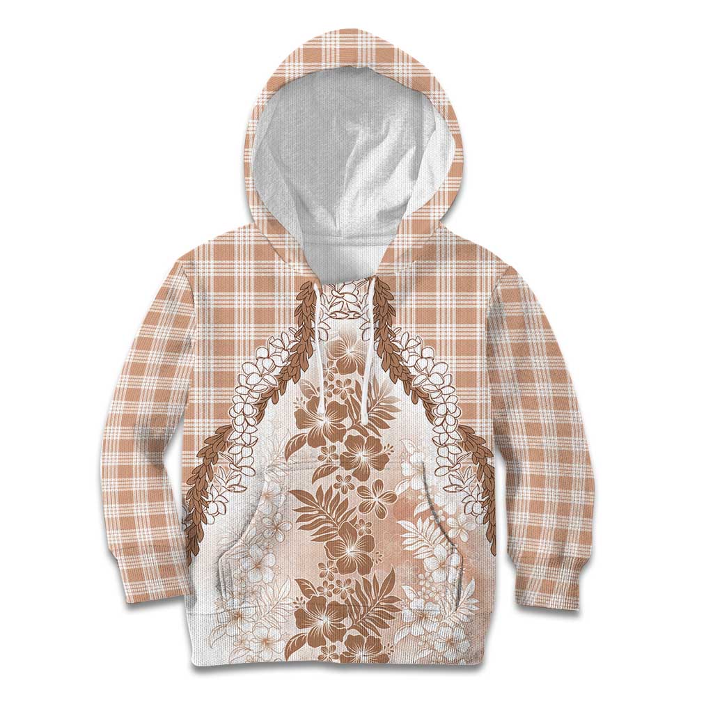Aloha Hawaii Palaka Kid Hoodie Beige Plumeria Lei LT05 Hoodie Beige - Polynesian Pride