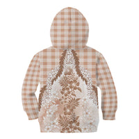 Aloha Hawaii Palaka Kid Hoodie Beige Plumeria Lei LT05 - Polynesian Pride