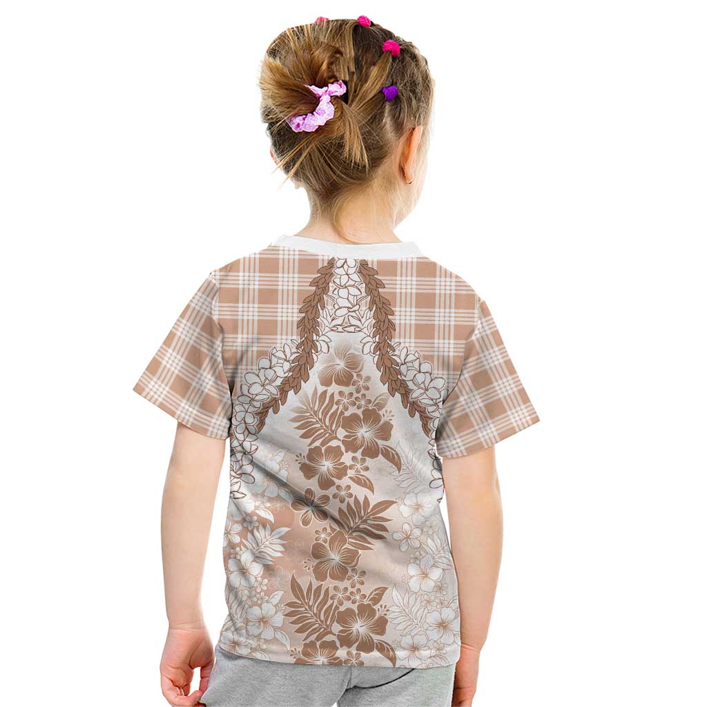 Aloha Hawaii Palaka Kid T Shirt Beige Plumeria Lei LT05 - Polynesian Pride