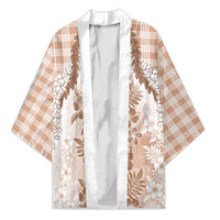 Aloha Hawaii Palaka Kimono Beige Plumeria Lei LT05 Unisex Beige - Polynesian Pride