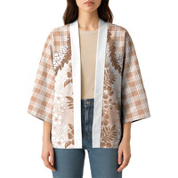 Aloha Hawaii Palaka Kimono Beige Plumeria Lei LT05 - Polynesian Pride