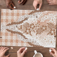 Aloha Hawaii Palaka Puzzle Beige Plumeria Lei LT05 - Polynesian Pride