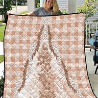 Aloha Hawaii Palaka Quilt Beige Plumeria Lei LT05 Beige - Polynesian Pride