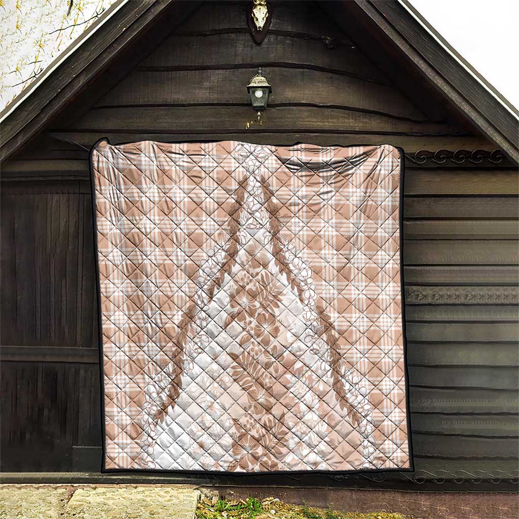 Aloha Hawaii Palaka Quilt Beige Plumeria Lei LT05 - Polynesian Pride