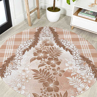 Aloha Hawaii Palaka Round Carpet Beige Plumeria Lei LT05 Beige - Polynesian Pride