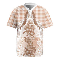 Aloha Hawaii Palaka Rugby Jersey Beige Plumeria Lei LT05 Beige - Polynesian Pride