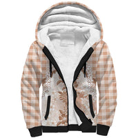 Aloha Hawaii Palaka Sherpa Hoodie Beige Plumeria Lei LT05 Unisex Beige - Polynesian Pride