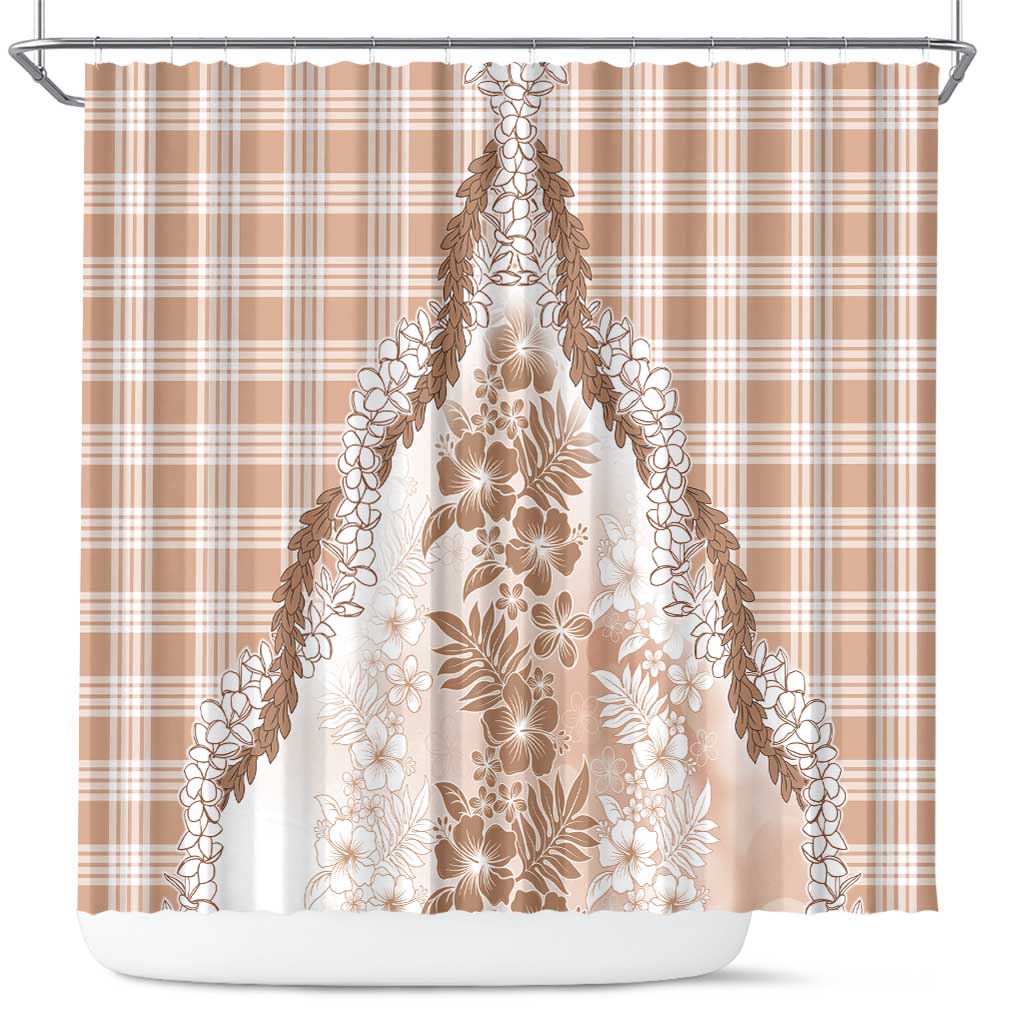 Aloha Hawaii Palaka Shower Curtain Beige Plumeria Lei LT05 Beige - Polynesian Pride
