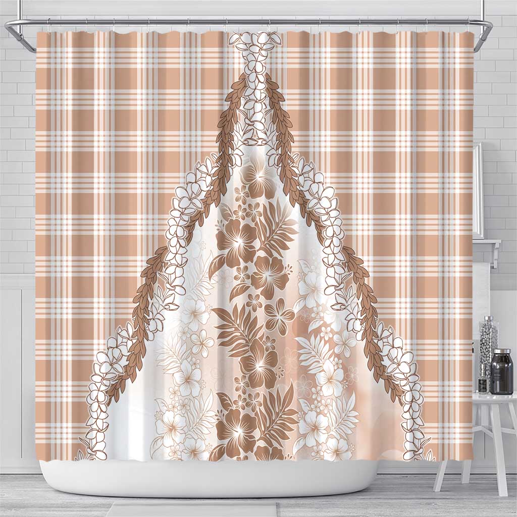 Aloha Hawaii Palaka Shower Curtain Beige Plumeria Lei LT05 - Polynesian Pride