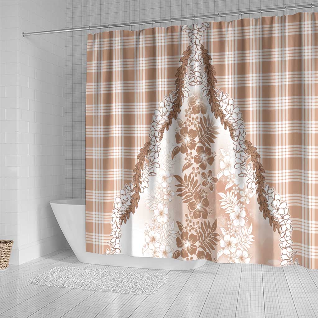 Aloha Hawaii Palaka Shower Curtain Beige Plumeria Lei LT05 - Polynesian Pride