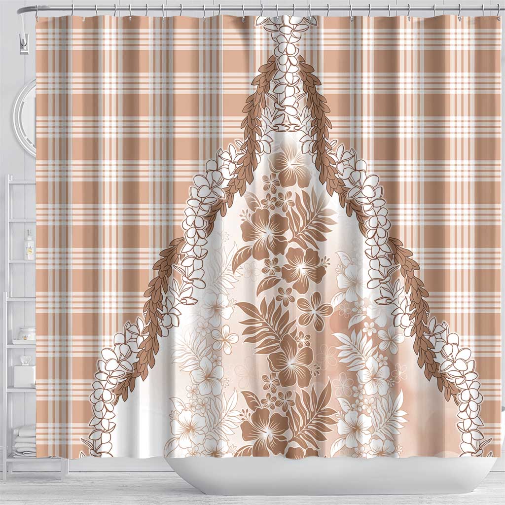Aloha Hawaii Palaka Shower Curtain Beige Plumeria Lei LT05 - Polynesian Pride