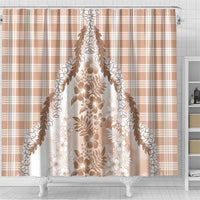 Aloha Hawaii Palaka Shower Curtain Beige Plumeria Lei LT05 - Polynesian Pride