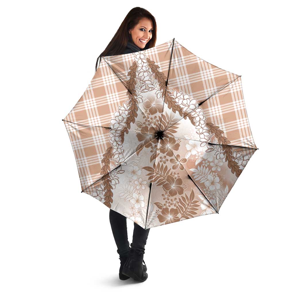 Aloha Hawaii Palaka Umbrella Beige Plumeria Lei LT05 - Polynesian Pride
