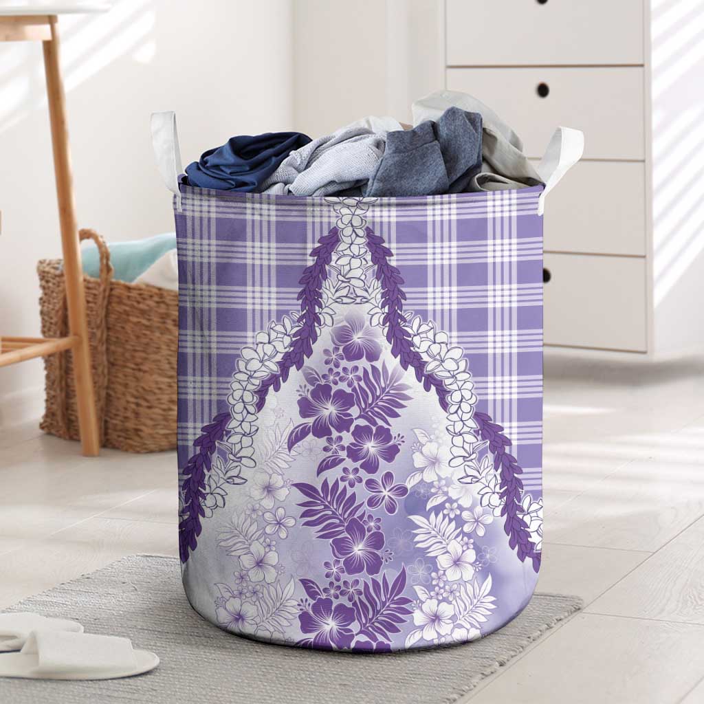 Aloha Hawaii Palaka Laundry Basket Purple Plumeria Lei LT05 Purple - Polynesian Pride