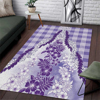 Aloha Hawaii Palaka Area Rug Purple Plumeria Lei LT05 Purple - Polynesian Pride