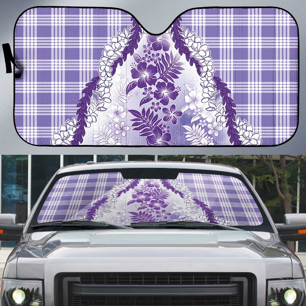 Aloha Hawaii Palaka Auto Sun Shade Purple Plumeria Lei LT05 Purple - Polynesian Pride
