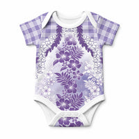 Aloha Hawaii Palaka Baby Onesie Purple Plumeria Lei LT05 Purple - Polynesian Pride