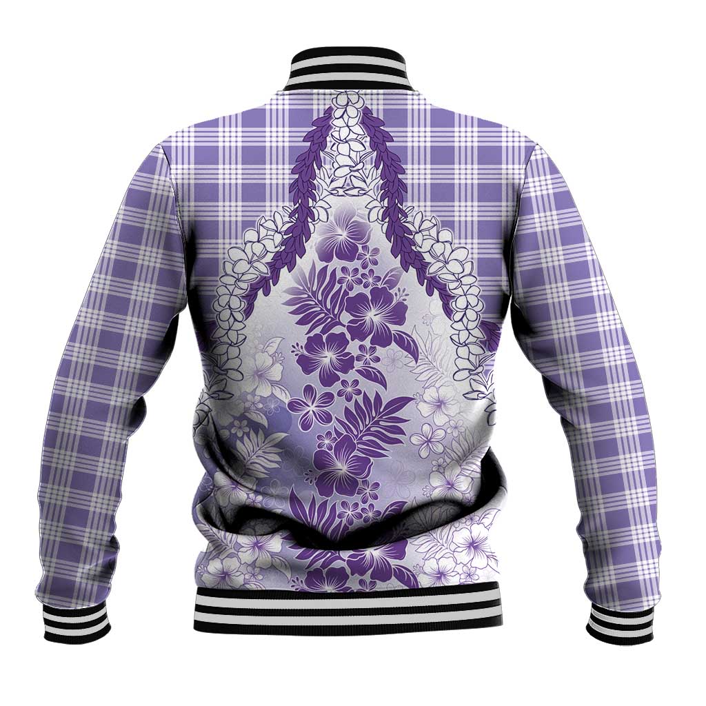 Aloha Hawaii Palaka Baseball Jacket Purple Plumeria Lei LT05 - Polynesian Pride