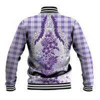 Aloha Hawaii Palaka Baseball Jacket Purple Plumeria Lei LT05 - Polynesian Pride