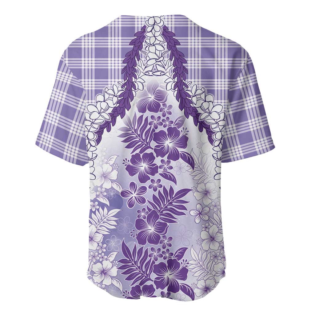 Aloha Hawaii Palaka Baseball Jersey Purple Plumeria Lei LT05 - Polynesian Pride