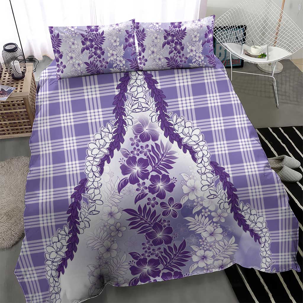 Aloha Hawaii Palaka Bedding Set Purple Plumeria Lei LT05 - Polynesian Pride