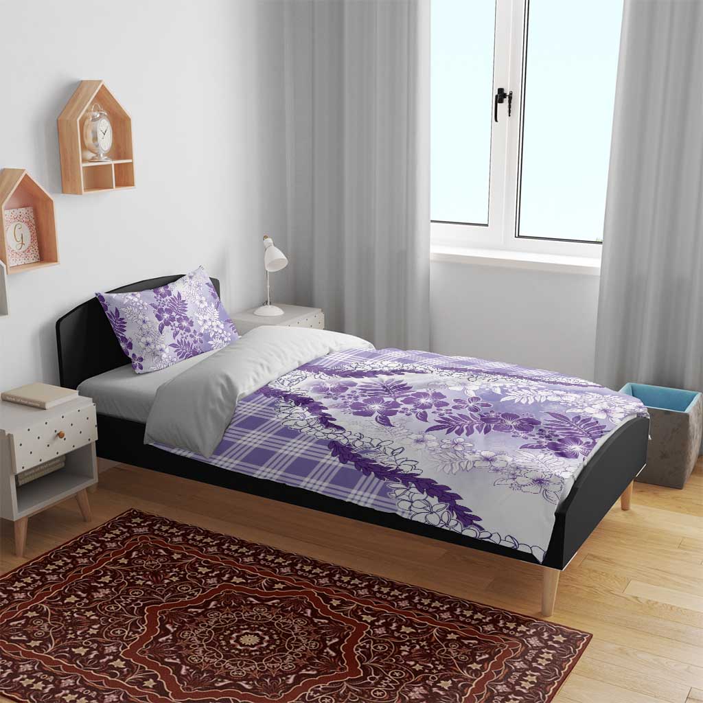 Aloha Hawaii Palaka Bedding Set Purple Plumeria Lei LT05 - Polynesian Pride